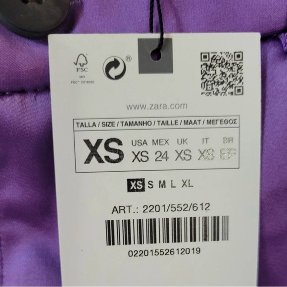 Zara Satin Lavender Cargo Pants Silky Straight Leg Utility Trousers Size XS - Picture 5 of 8